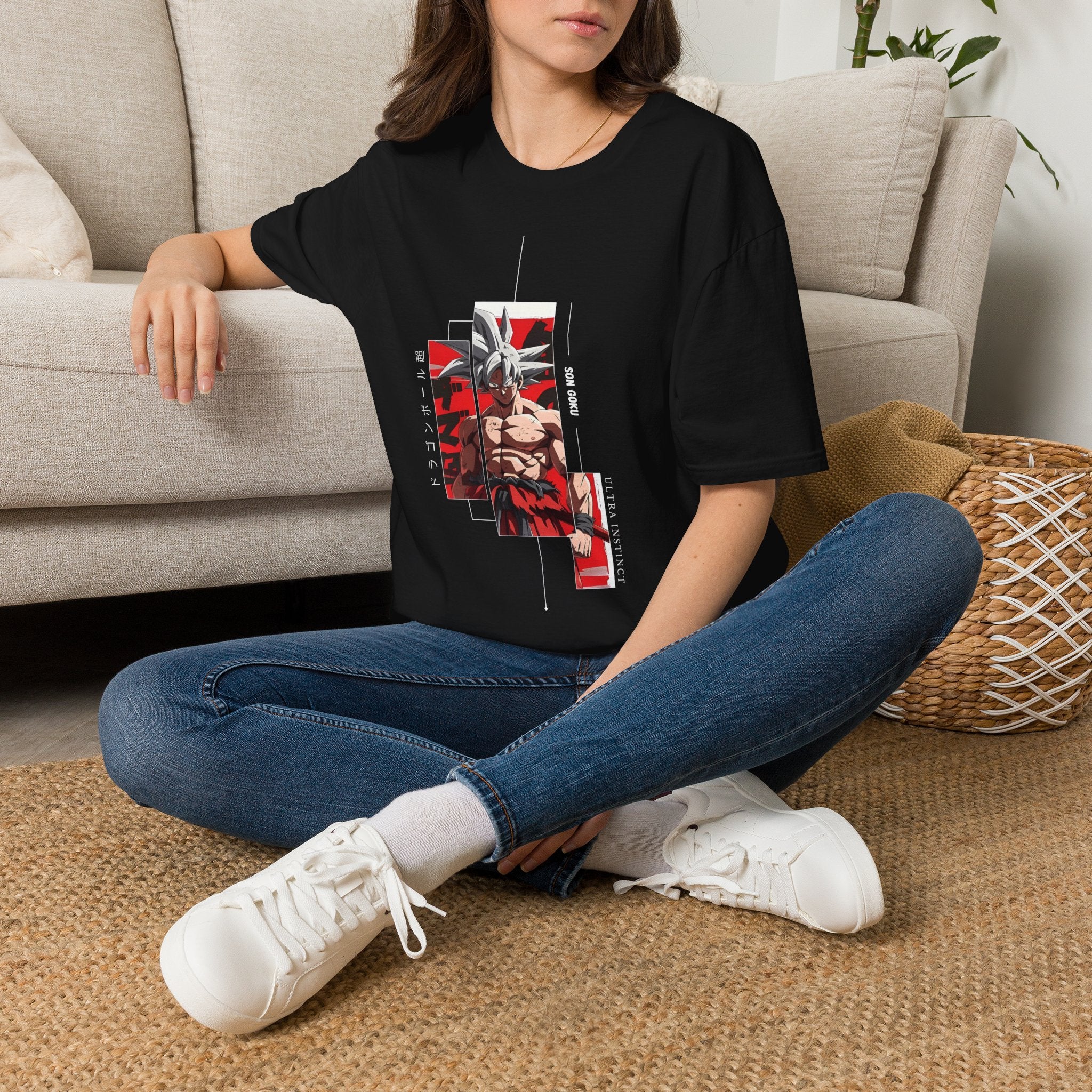 Anime Goku Graphic T-Shirt — Red & Black Super Saiyan Design