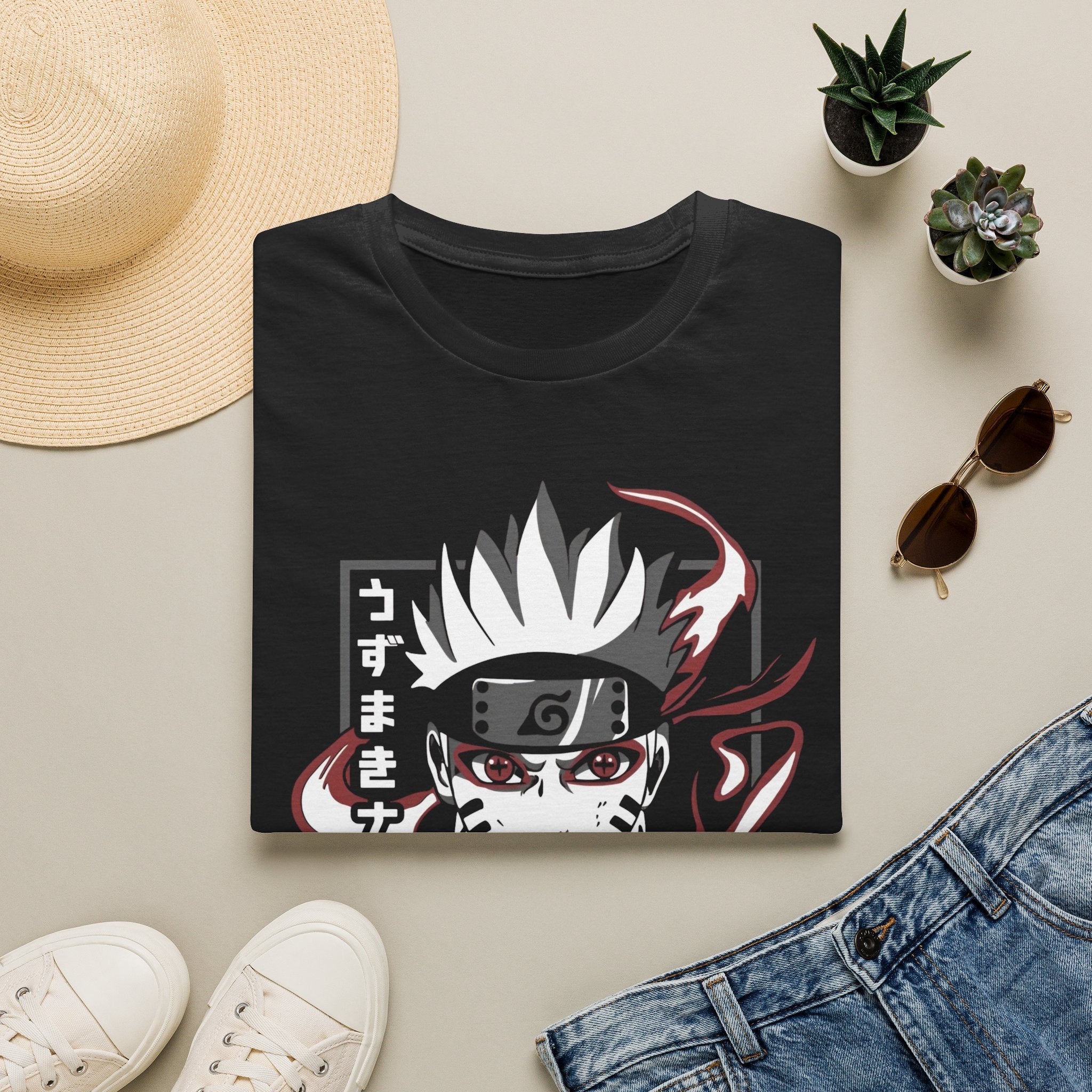 Naruto Kakashi Anime Graphic T-Shirt — Japanese Text Ninja Portrait Tee