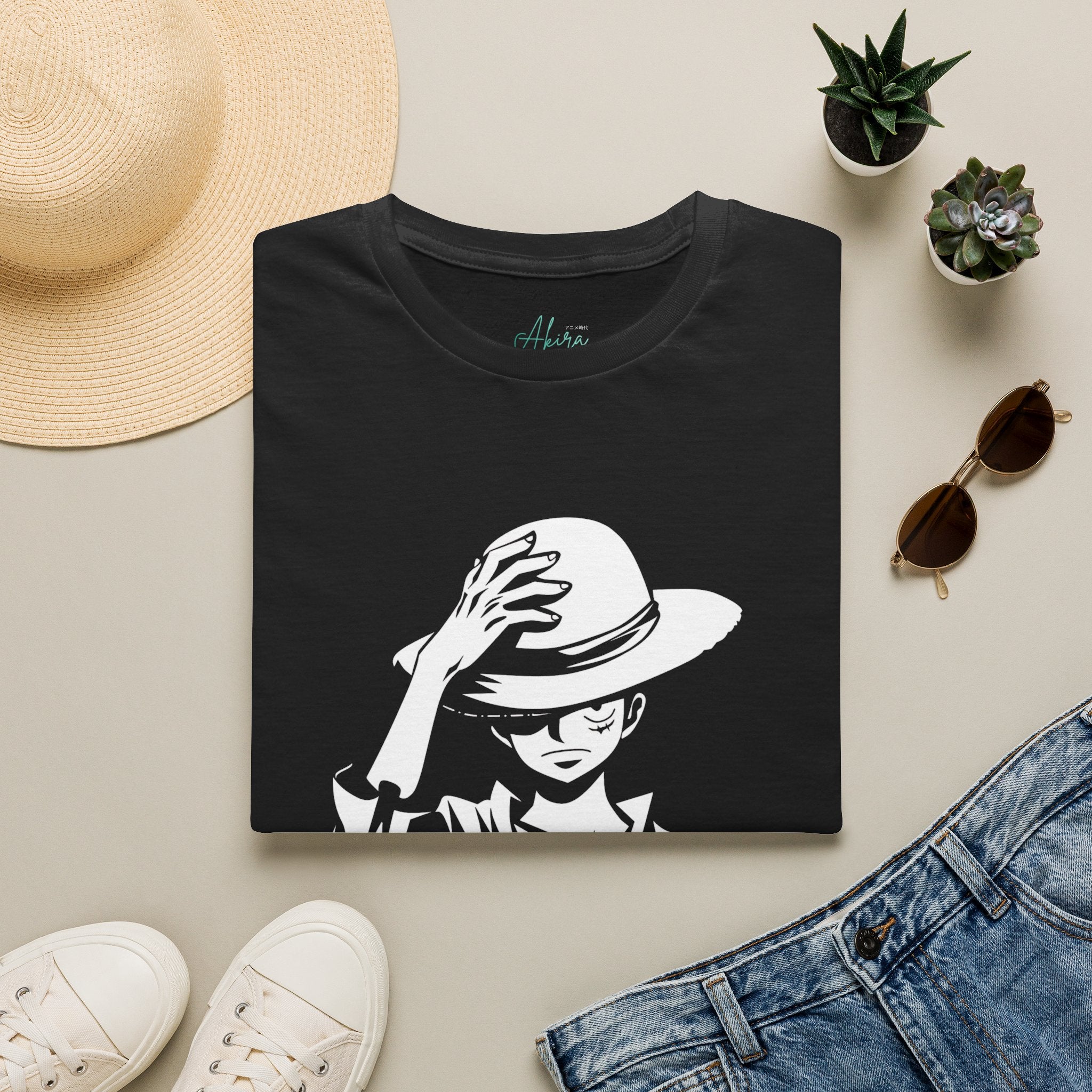 Mysterious Hat Shadow T-Shirt — Monochrome Anime-Inspired Graphic Tee