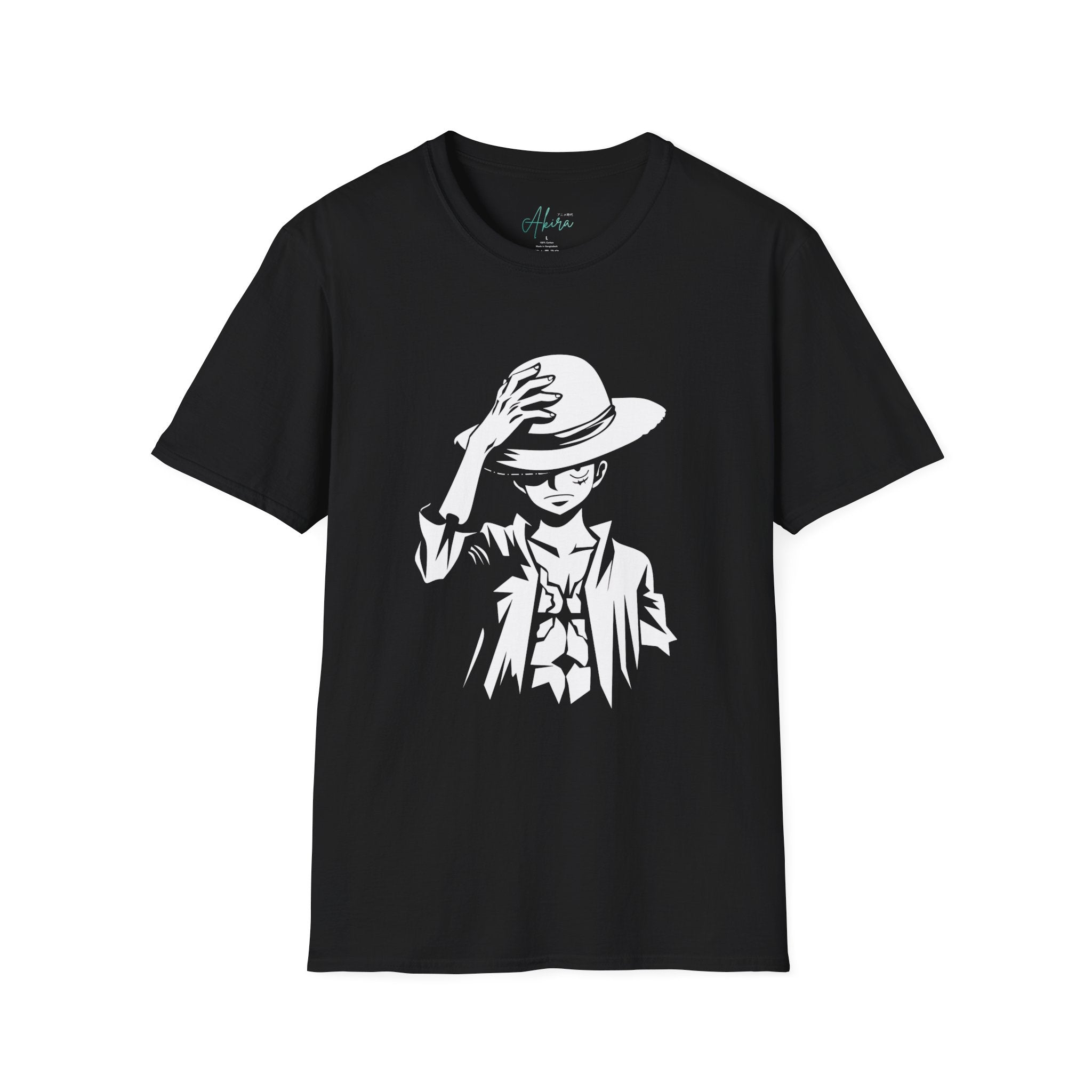 Mysterious Hat Shadow T-Shirt — Monochrome Anime-Inspired Graphic Tee