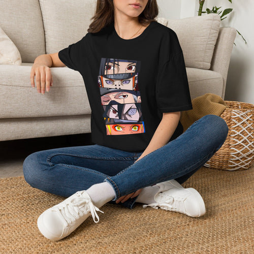 Anime Eyes Panel T-Shirt — Naruto Uchiha Sharingan & Rinnegan Graphic Tee