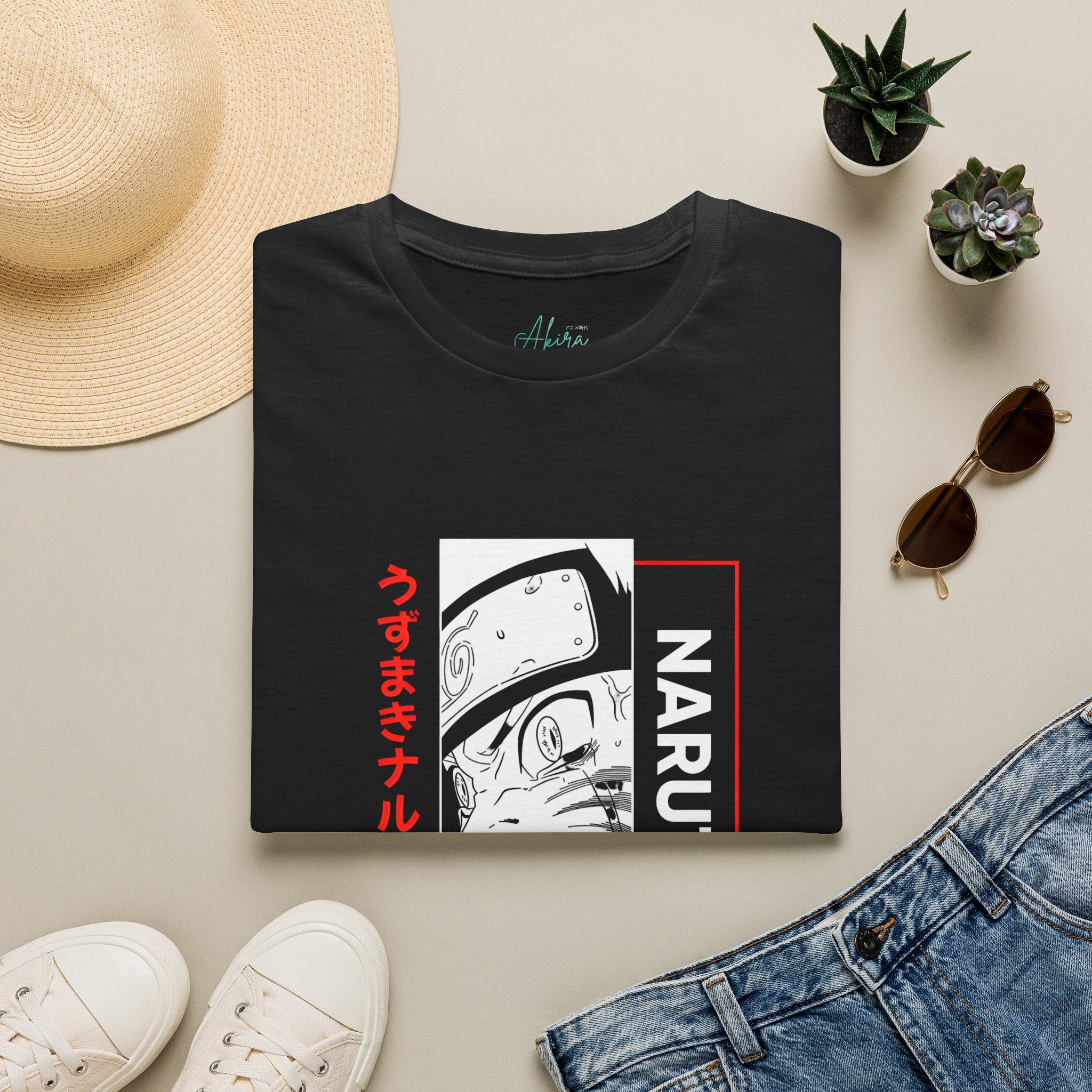 Naruto Graphic T-Shirt — Anime Ninja Image with Japanese Text
