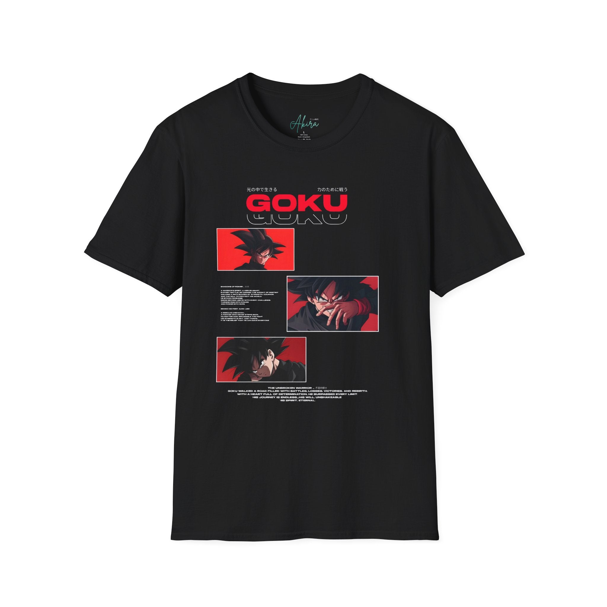 Goku Graphic T‑Shirt — Retro Red Anime Collage Tee