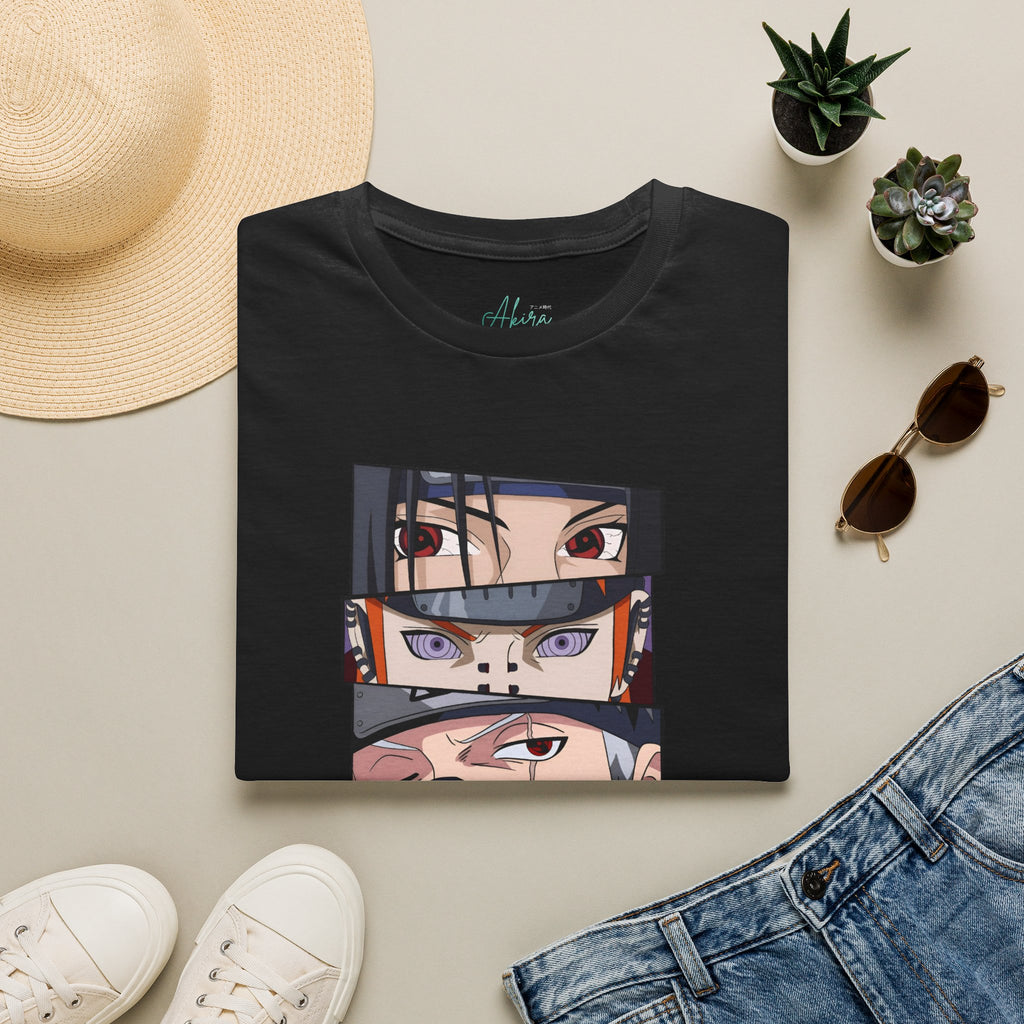 Anime Eyes Panel T-Shirt — Naruto Uchiha Sharingan & Rinnegan Graphic Tee