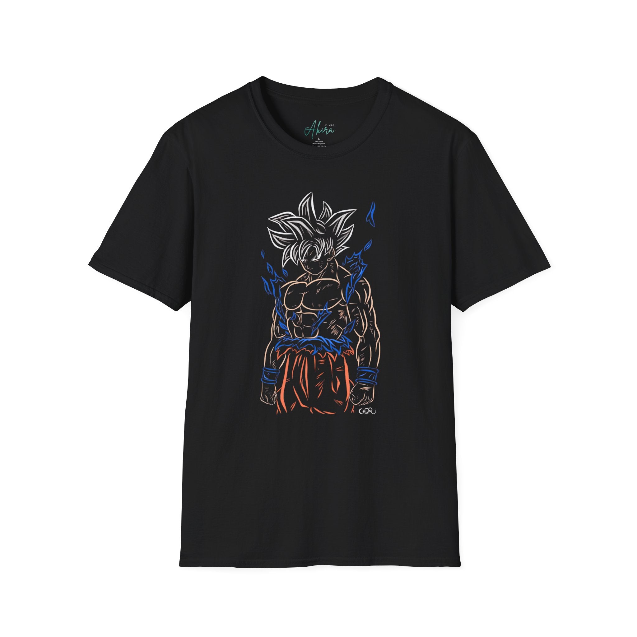 Anime Saiyan Outline T-Shirt — Minimal Goku Aura Sketch